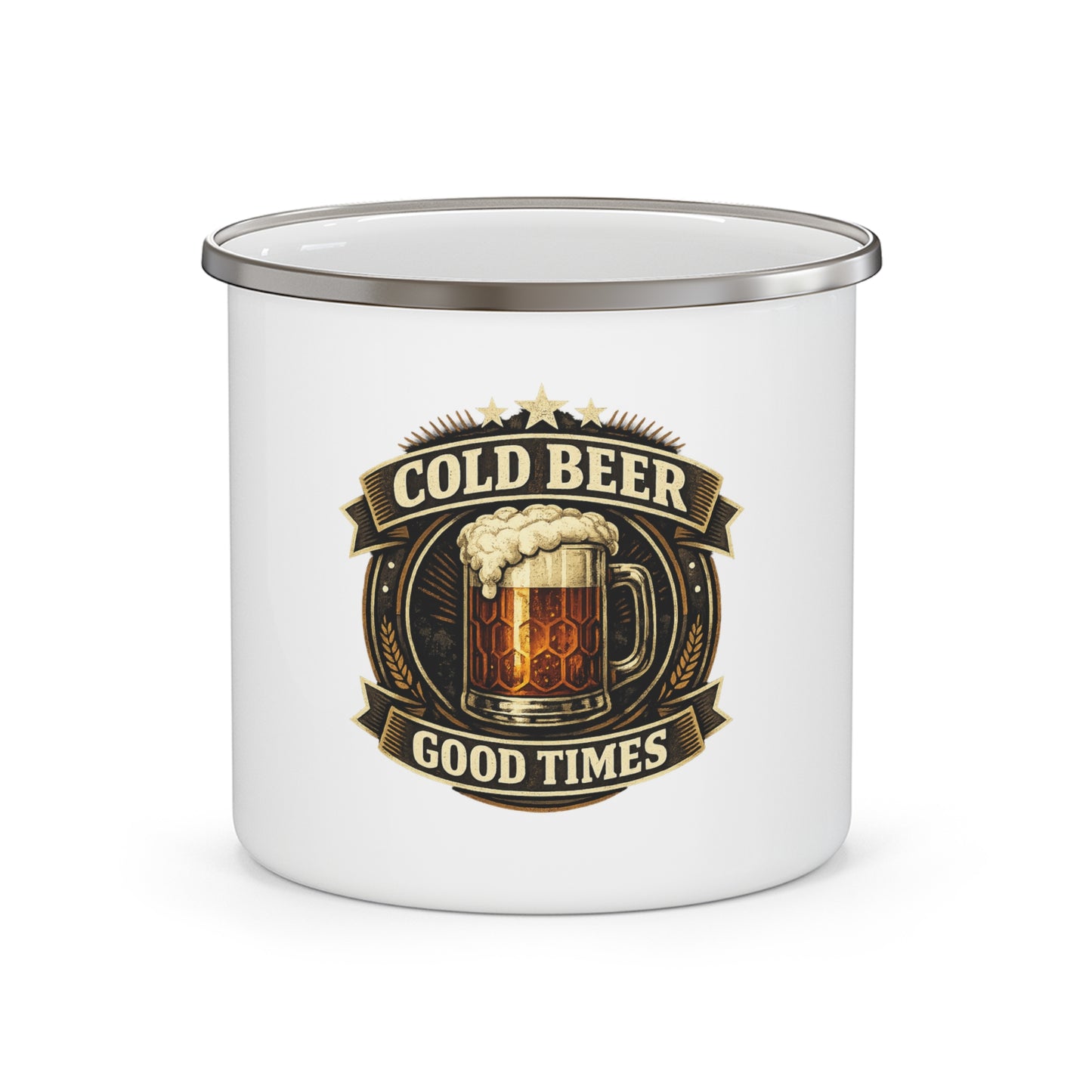 Cold Beer Good Times Enamel Mug
