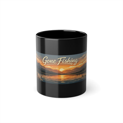 Gone Fishing Sunset Mug